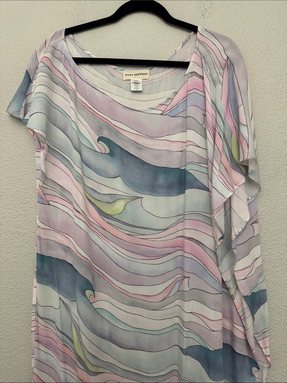 Mara Hoffman Swim One Shoulder Dashiki Waves Caftan Cover-Up OS One Size - Picture 3 of 12